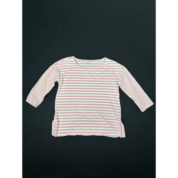 Talbots Sweaters - Talbots Pink White Striped 3/4 Sleeve Cotton Top Women's Small